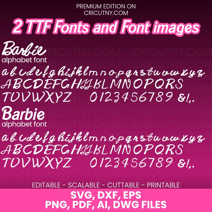 Barbie bundle 2 installable fonts numbers digital file 55 printable Clipart  SVG