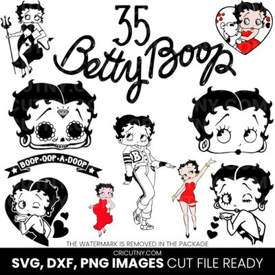 betty boop black and white clipart