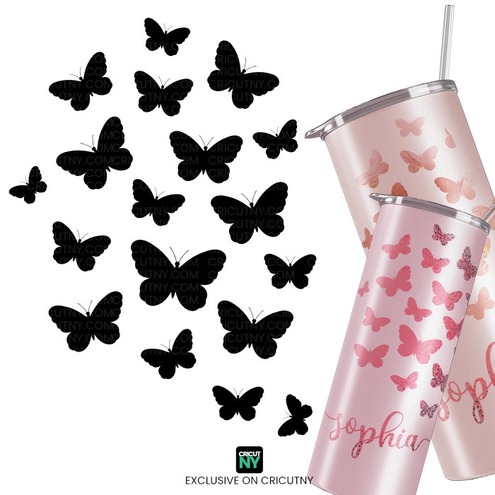 flying butterfly svg and sublimation tumbler designs.