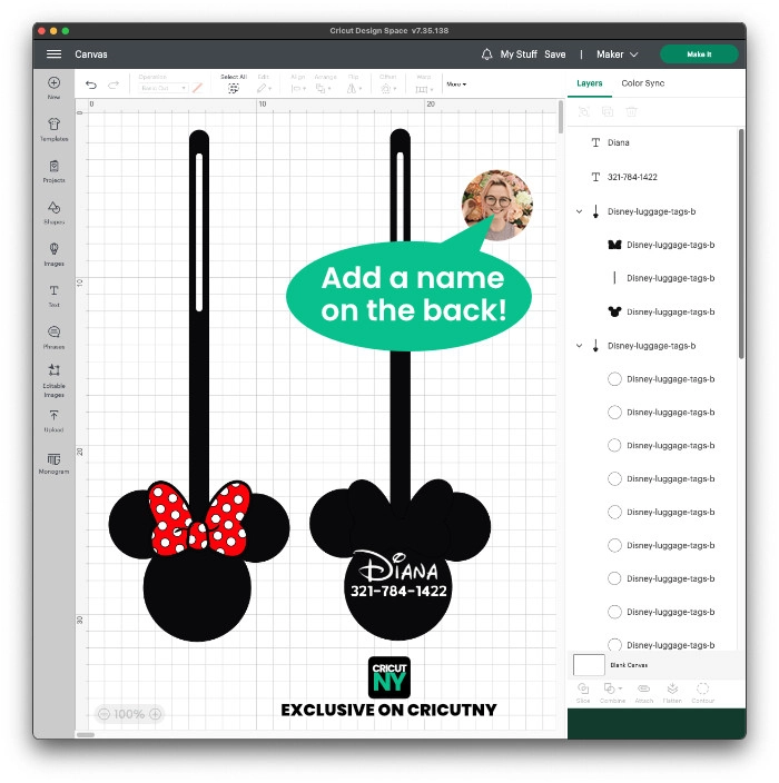mickey mouse luggage tag cricut svg.