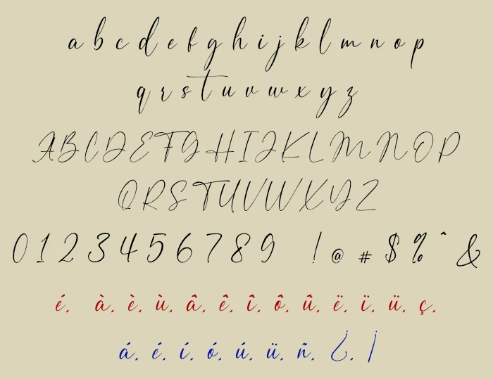 realistic handwriting font with french accent