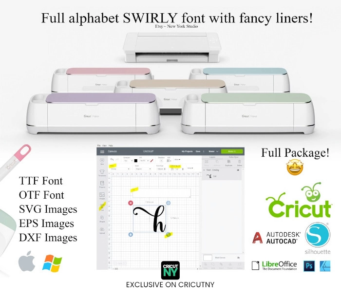 swirly font alphabet